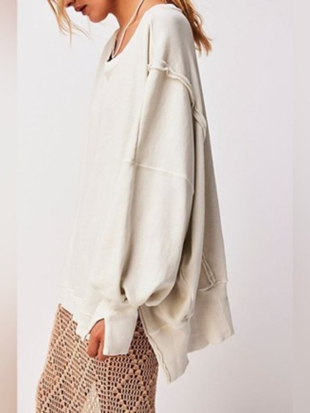 NWOT Free People We The Free Camden Sweatshirt in Cream - Size XS - Picture 3 of 9